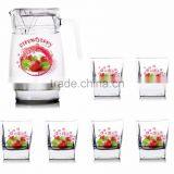 Classic Glass Water Jug Set 1400ml Fruit Color Printing Juice Glass Jug Set Drinking Glass Set thumbnail-3