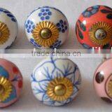 Indian Mix Design Hand Painted Door Ceramic Knobs thumbnail-1