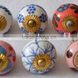 Indian Mix Design Hand Painted Door Ceramic Knobs