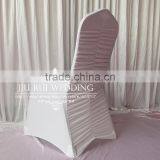 White Universal Ruched at Back Spandex Chair Cover Pleated Lycra Chair Cover for Wedding Decor thumbnail-1