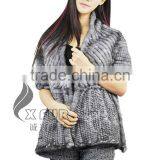 CX-B-M-46C Hot Sale Real Knitted Mink Fur Shawl For Fashion Girls With Factory Price thumbnail-3