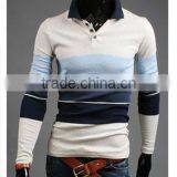 Long Sleeve Mens Stripe Polo Shirts Yarm Dyed thumbnail-1