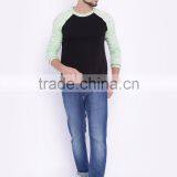 Men Black Sea Green Round Neck Train T-Shirt Self-Design Waist Length Long Raglan Sleeves Outfit Custom Cotton Polyester thumbnail-6