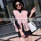 B Rabbit Fur Tassels Fashion Turkey Feather Vest thumbnail-4
