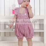 Custom High Quality Baby Clothes Romper Summer Striped Shoulder Adjustable Baby Girl Romper thumbnail-1