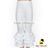 Newest Design Spring Kids Plain White Ruffle Stringy Selvedge Long Baby Girl Trousers Icing Pants With Bow thumbnail-2
