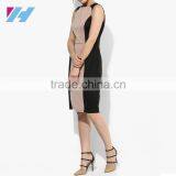New Ladies Picture Fashion Contrast Color Short Pencil Dresses 2017 Design thumbnail-4