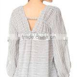 2017 OEM Femme Striped Gauze Tassel Girdle Holiday Blouses thumbnail-4