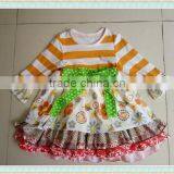 Hot Sale YIWU Wholesale Baby Clothes Girl's Green Striped Dresses thumbnail-1