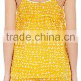 Women Pajamas Abstract-print Cotton Voile Pajama Cami With White Lace Trim thumbnail-4