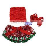 Newborn Baby Xmas Red Snow Green White Bloomers Tube Top Headband NB-24M thumbnail-1