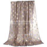 Cotton Polyester Blend Scarves & Wraps Rectangle Golden Brown Heart Import Scarf thumbnail-1
