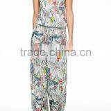 Brazil Style Floral Printing 100% Rayon Harem Jumpsuit thumbnail-2