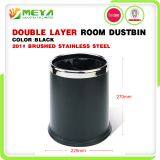 Small Indoor Hotel Room Commercial Dobel Layer Round Cylinder Waste Bin Trash Cans thumbnail-4