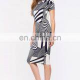 China Supplier Fashion Latest Dress Designs Short Sleeve Swirl Print Women Party Midi Bodycon Dress Evening thumbnail-2