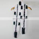 Fashion 2016 Genuine Rabbit Fur Knitted Women Scarf With Fur Trim Tassel thumbnail-3