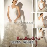 EB977 2015 style one shoulder taffeta and organza wedding dress and train bridal dresses graceful ruffle wedding gowns