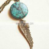 NEW Unique Designer Gold Brass Feather Pendant Necklace thumbnail-1