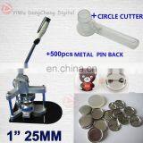 Great Promotion for 1"25MM Badge Maker Button Machine+500 Sets Metal Pin Back+Circle Cutter / 25MM Sales Package