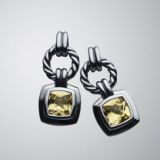 925 Silver Jewelry Lemon Citrine Cushion Earrings(E-025)
