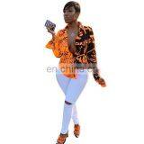 2020 New Design Women's Clothing Loose Graffiti Pri-nted Casual Shirts Irregular Button Blouses Ladies Tops thumbnail-2