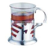 Glass Coffee Cup With Stainless Steel Handle, Drinking Glass Coffee Cup,coffee Cup With High Quality thumbnail-3