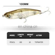 JOHNCOO Pencil Fishing Lures Topwater Wobblers 100mm 18g Surface Walk The Dog Bass Pike Sparrow Hard Bait WTD Popper thumbnail-2