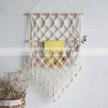 Above Bed Macrame Shelf Hanging Book Magazine Net Pocket Rack For Boho Decoration Ornament thumbnail-3