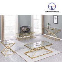 Tiptop Wholesale Furniture Design Modern Glass Coffee Tables Metal Customized Steel Stainless Style Sets Living Packing Pearl Room Tea