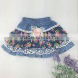 2016 Fashion party wear skirt design hot girls mini skirt denim floral short skirt wholesale factory price