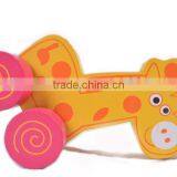 2015 Lovely Design and Hot Sale 4 Wheels Giraffe Shape Animal Toy Wooden Pulling Car Toy thumbnail-6