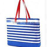 Promotional Custom Leisure Stripe Tote Bag With PVC Handle thumbnail-1