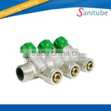 3 way brass manifold with nut and fittings / water distributor / collector for pex al pex pipe
