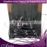 Thick Clip in Ombre Hair Extensions Two Tone Dip Dye Black to Brown thumbnail-4