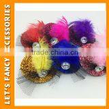 PGHD0690 Wholesale Mixed Color Mini Glitter Hats Feather Hair Clips for Kids thumbnail-1