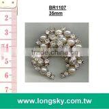 (#BR1107) 35mm Pearl and Rhinestone Brooches for Wedding Invitation Cards thumbnail-1