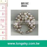 (#BR1107) 35mm pearl and rhinestone brooches for wedding invitation cards