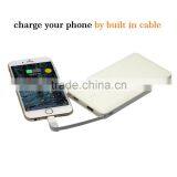 2 Kinds of Output Leather Power Bank 10000mAh With Integrated Cable thumbnail-4
