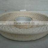 White Rattan & Ceramic Round Tray