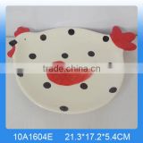 Hot selling ceramic chicken shaped plate for chicken year