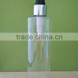 Personal Care Use Screen Printing Cylinderical and Transparent PET Plastic Bottle With Silver Cap Lotion Pump