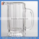 LongRun 16oz High Quality Clear Paneled Glass Mugs Bar Use Beer Glassware