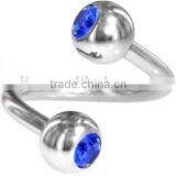 Blue Double Gem Steel Spiral ,ear Piercing Jewelry thumbnail-1