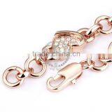 18KGP Rose Gold Plated Crystal Rhinestone Lovers' Heart Women Flower Bangle Bracelet Fashion Jewelry B002 thumbnail-5
