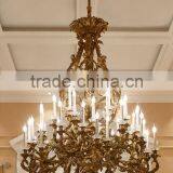Luxury Bronze 24 Lights Chandelier, Retro Design Hotel Ceiling Lamp, Antique Brass Pendant Light thumbnail-2