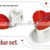 Ceramic Fondue Set in Heart Shape,red Color thumbnail-1