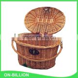 Removeable wicker basket for bicycle with lid