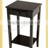 Square wooden console table with drawer and shelf