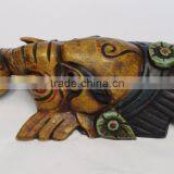 Hand Crafted Wooden Mask of Hindu Lord Ganesh Wall Hanging Made In Nepal thumbnail-3