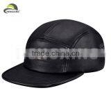 Black Full Leather Custom Made 5 Panel Cap Blank 5 Panel Cap thumbnail-1